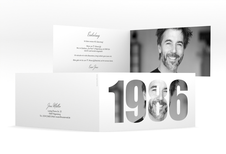 Einladungskarte Jahreszahl 2026 lange Klappkarte quer