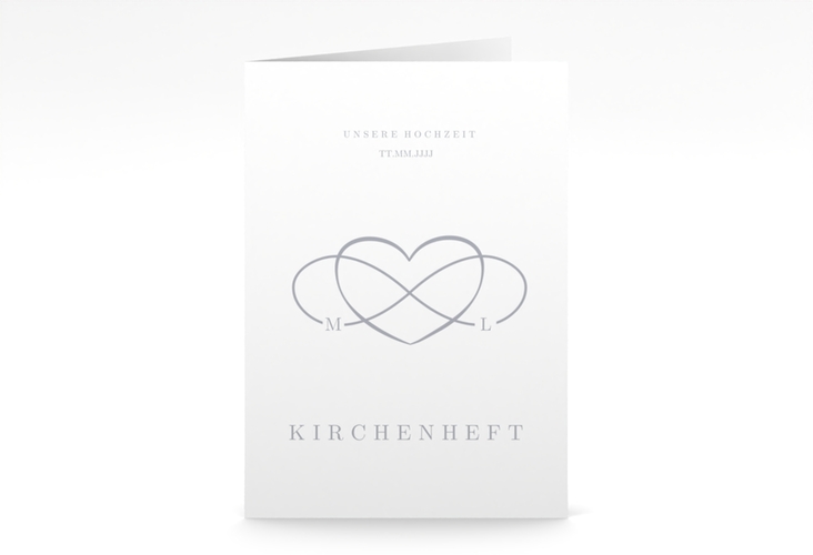 Kirchenheft Hochzeit Infinity A5 Klappkarte hoch grau hochglanz