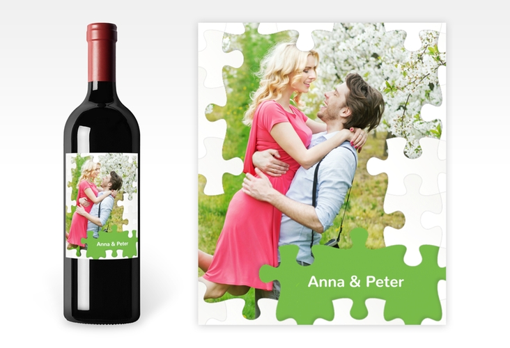 Weinetikett zur Hochzeit Puzzle Etikett Weinflasche 4er Set