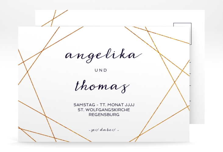 Save the Date-Postkarte Asymmetry A6 Postkarte weiss hochglanz
