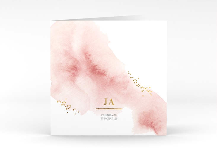 Hochzeitseinladung Pastell quadr. Klappkarte rosa