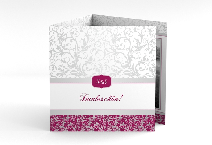 Dankeskarte Hochzeit Latina quadr. Doppel-Klappkarte pink hochglanz