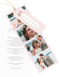 Klick: Details zu Hochzeitseinladung "Prachtvoll" anzeigen Hochzeitseinladung Prachtvoll Kartentrio rosa