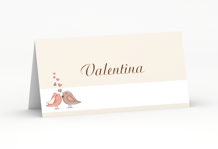 Tischkarte Hochzeit Venedig Tischkarten hochglanz mit Turteltauben-Paar im Cartoon-Stil