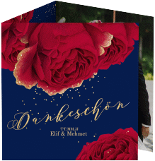 Klick: Details zu Dankeskarte Hochzeit "Cherie" anzeigen Dankeskarte Hochzeit Cherie quadr. Doppel-Klappkarte gold