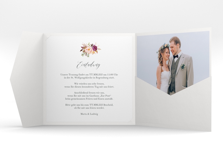 Hochzeitseinladung Prachtvoll Pocketfold rot