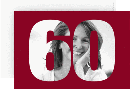 Einladung 60. Geburtstag Numbers A6 Karte quer rot