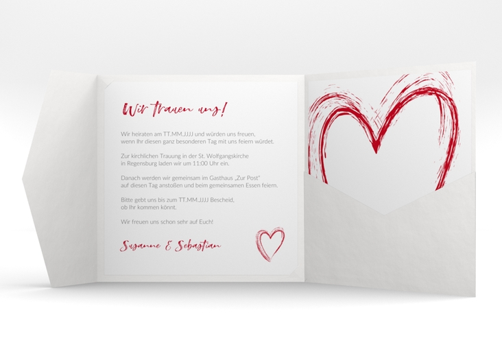 Hochzeitseinladung Liebe Pocketfold rot