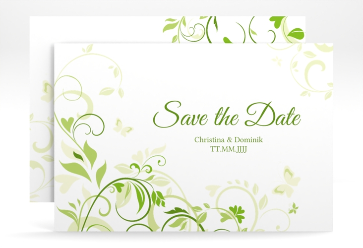 Save the Date-Karte Lilly A6 Karte quer gruen hochglanz