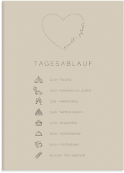 Klick: Details zu Tagesablauf Leinwand Hochzeit "Lebenstraum" anzeigen Tagesablauf Leinwand Hochzeit Lebenstraum 50 x 70 cm Leinwand beige