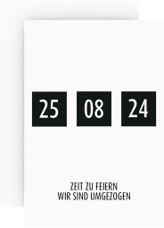 Party Einladungskarte Diem A6 Karte hoch schwarz mit großem Datum