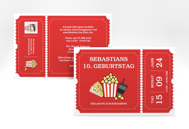 Einladungskarte Kindergeburtstag Kino A6 Karte quer