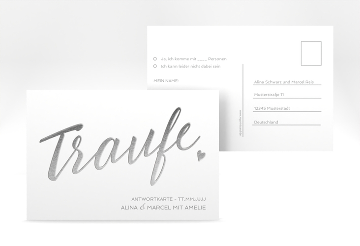Antwortkarte Hochzeit Traufe A6 Postkarte weiss