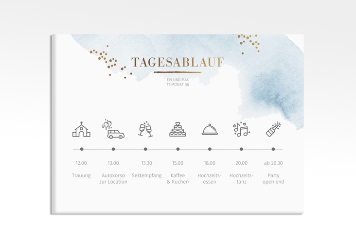 Tagesablauf Leinwand Hochzeit Pastell 70 x 50 cm Leinwand blau