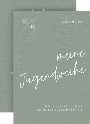 Klick: Details zu Einladung Jugendweihe "Frisch" anzeigen Einladung Jugendweihe Frisch A6 Karte hoch gruen