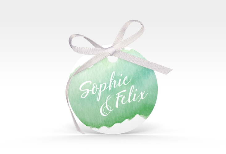 Geschenkanhänger Hochzeit Aquarella Geschenkanhänger, rund gruen