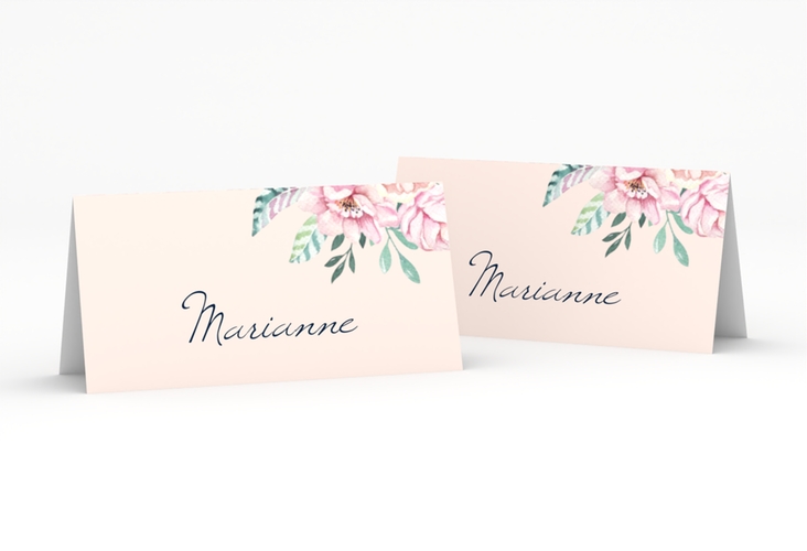 Tischkarte Hochzeit Blooming Tischkarten rosa hochglanz