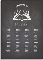 Sitzplan Leinwand Hochzeit Skeleton
