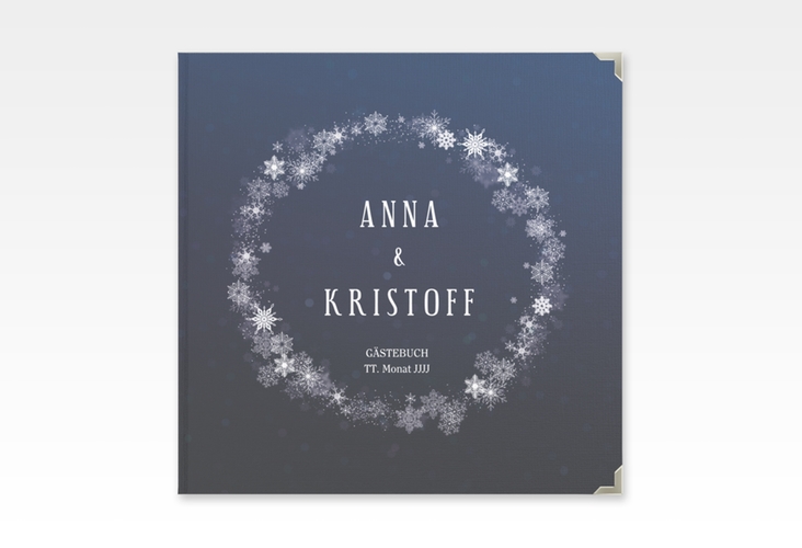 Gästebuch Selection Hochzeit Winterdream Leinen-Hardcover blau mit Eisblumen