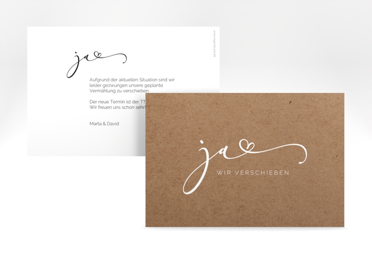 Change the Date-Karte Jawort A6 Karte quer hochglanz modern minimalistisch mit veredelter Aufschrift
