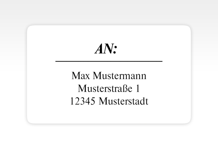 Empfängeretikett Hochzeit Wedding Time 63,5 x 38,1 mm im Stil einer Zeitung