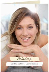 Einladung Geburtstag Happy A6 Klappkarte hoch beige