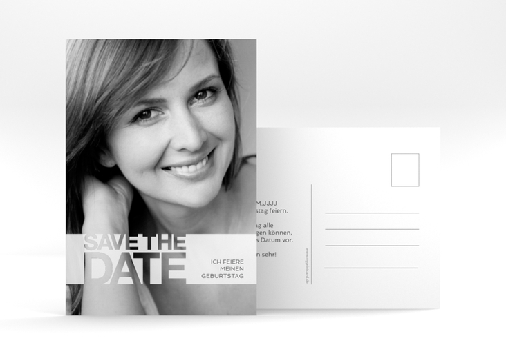 Save the Date-Postkarte Geburtstag Banderole A6 Postkarte