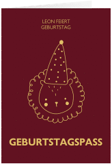 Einladungskarte Kindergeburtstag Geburtstagspass A6 Klappkarte hoch rot