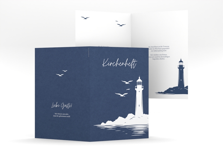 Kirchenheft Hochzeit Leuchtturm A5 Klappkarte hoch