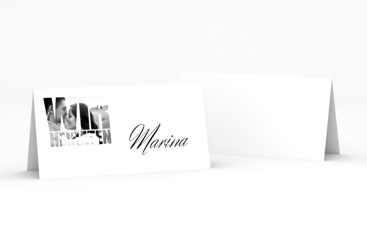 Tischkarte Hochzeit Letters Tischkarten weiss hochglanz
