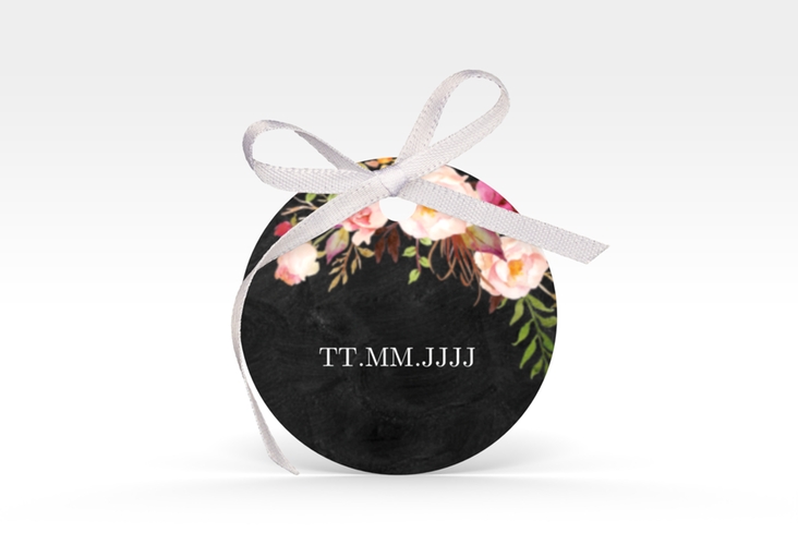 Geschenkanhänger Hochzeit Flowers Geschenkanhänger, rund mit bunten Aquarell-Blumen