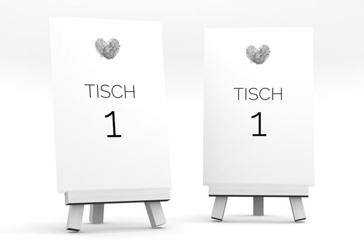 Tischnummer Hochzeit Fingerprint Tischaufsteller schwarz schlicht mit Fingerabdruck-Motiv