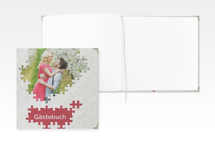 Gästebuch Selection Hochzeit Puzzle Leinen-Hardcover rot