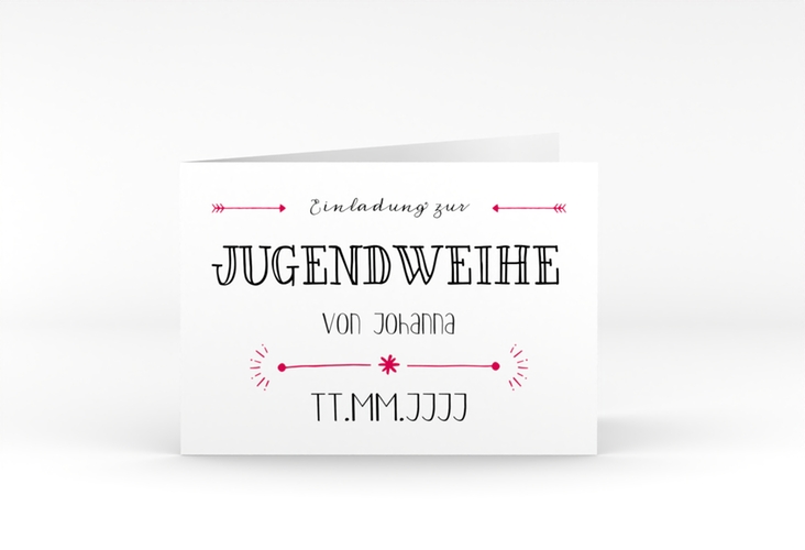 Einladung Jugendweihe Typeface A6 Klappkarte quer hochglanz