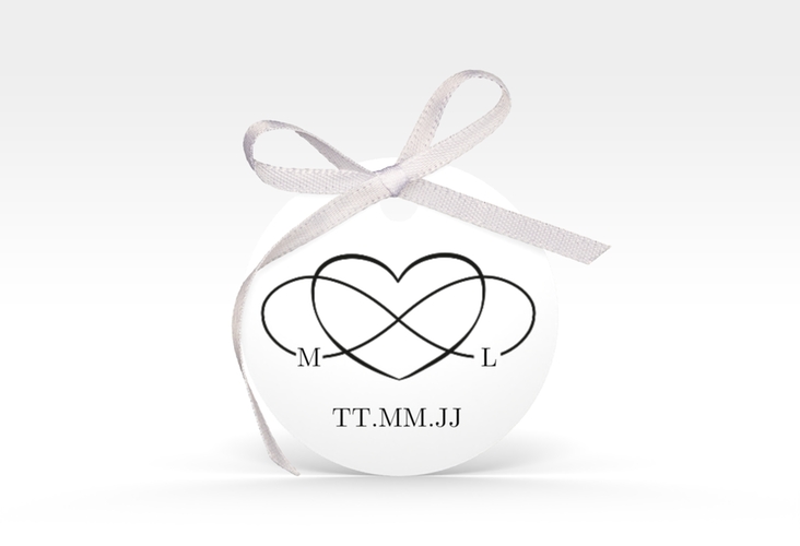 Geschenkanhänger Hochzeit Infinity Geschenkanhänger, rund schwarz