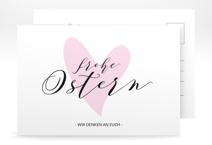 Osterkarte Osterherz A6 Postkarte rosa