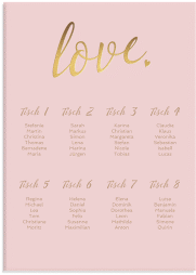 Klick: Details zu Sitzplan Leinwand Hochzeit "Glam" anzeigen Sitzplan Leinwand Hochzeit Glam 50 x 70 cm Leinwand rosa