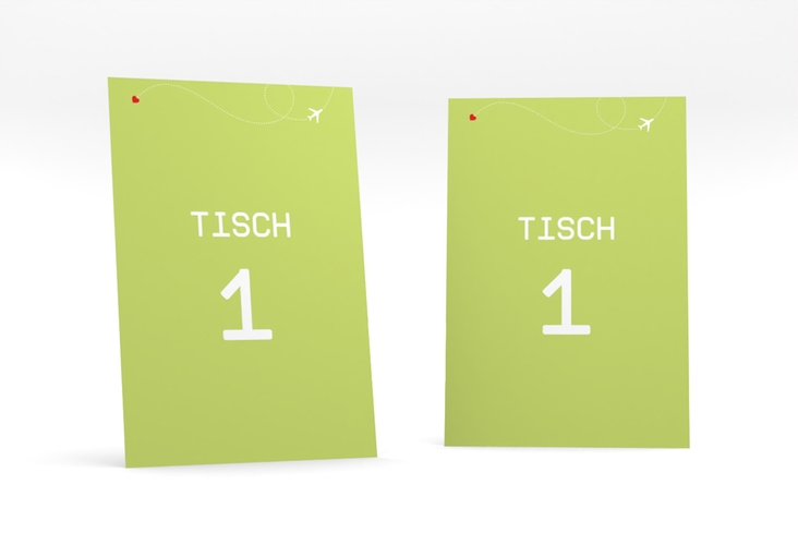 Tischnummer Hochzeit Weddingpass Tischaufsteller gruen