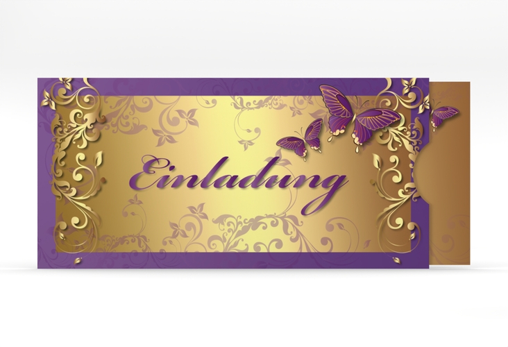 Hochzeitseinladung Toulouse Einsteckkarte lila hochglanz