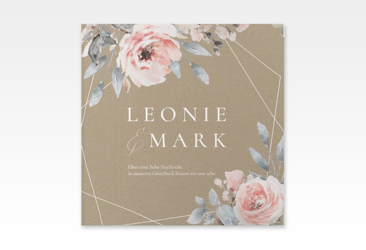Gästebuch Selection Hochzeit Perfection Leinen-Hardcover Kraftpapier mit rosa Rosen