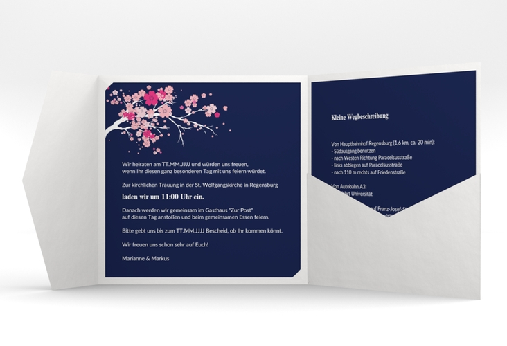 Hochzeitseinladung Sakura Pocketfold