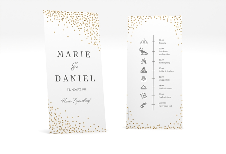 Tagesablauf Hochzeit Glitter lange Karte hoch