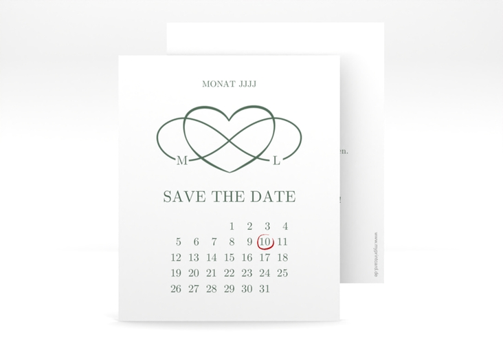 Save the Date-Kalenderblatt Infinity Kalenderblatt-Karte gruen
