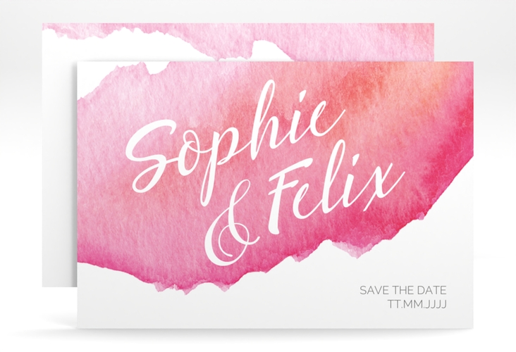 Save the Date-Karte Aquarella A6 Karte quer rot