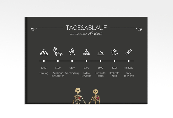 Tagesablauf Leinwand Hochzeit "Bones" 70 x 50 cm Leinwand