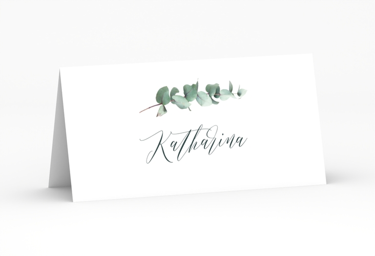 Tischkarte Hochzeit Silverleaf Tischkarten hochglanz mit Eukalyptus-Zweig