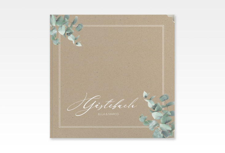 Gästebuch Selection Hochzeit Eucalypt Leinen-Hardcover Kraftpapier mit Eukalyptus und edlem Rahmen