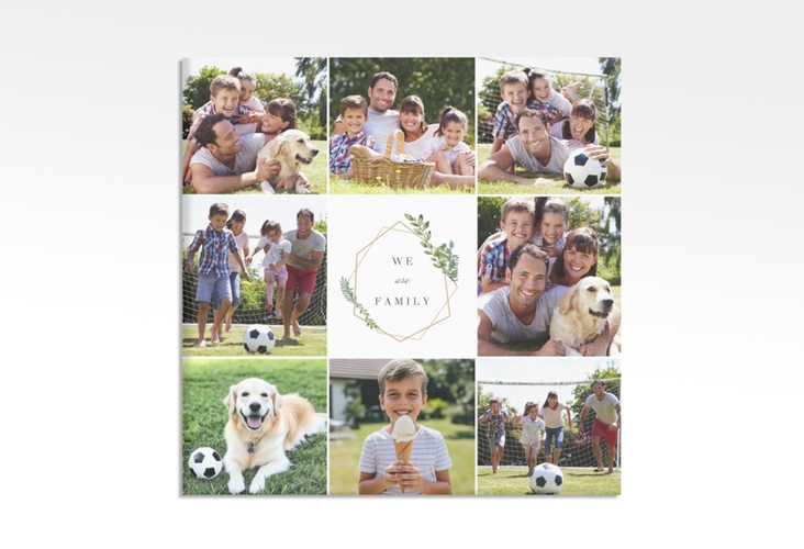 Fotocollage Leinwand Leafy Frame (30x30 cm) 30 x 30 cm Leinwand gold im Greenery-Stil mit acht Fotos