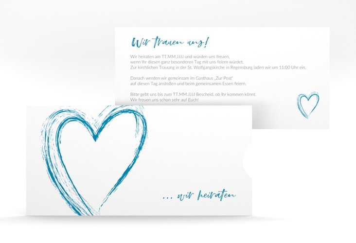 Hochzeitseinladung Liebe Einsteckkarte tuerkis hochglanz