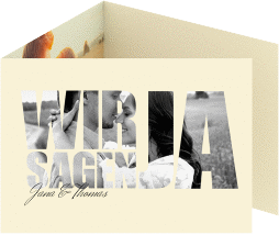 Hochzeitseinladung Letters A6 Doppel-Klappkarte beige